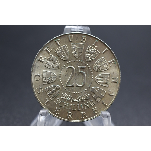 92 - Silver - 25 Schilling Auer von Welsbach - Austria - 1958