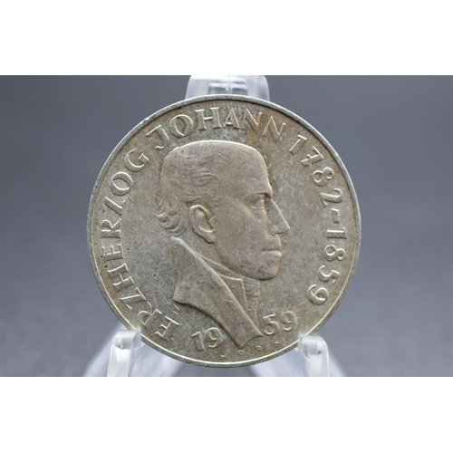 93 - Silver - 25 Schilling Erzherzog Johann - Austria - 1959