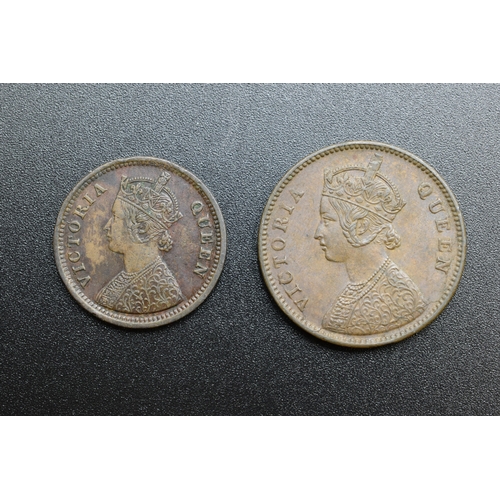 99 - India - Queen Victoria - 1/2 Pice and 1/4 Anna - 1862