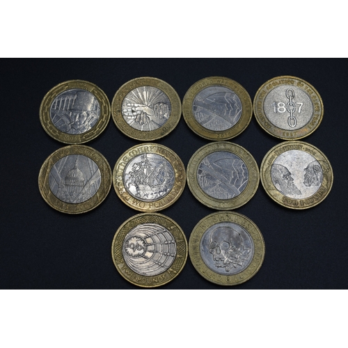 102 - Collection of Ten Collectible £2 Coins To Include WW1, Abolition of Slave Trade, Darwin, WW2 Blitz a... 