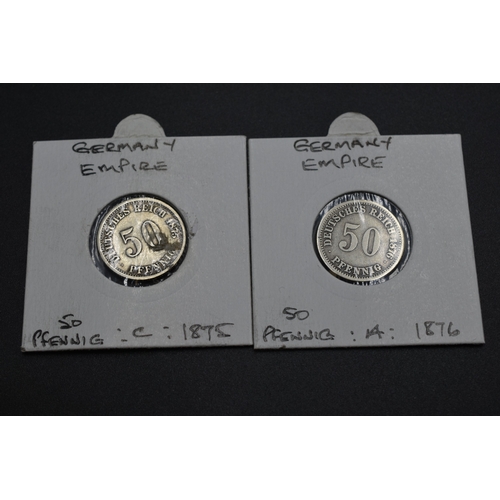 83 - Silver - Germany - 50 Pfennig - 1875 & 1876