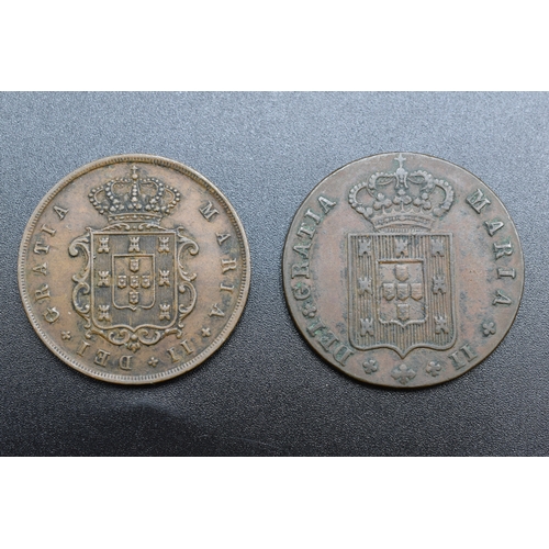 95 - Portugal - 10 Reis x2 - Maria II 1836 & 1853