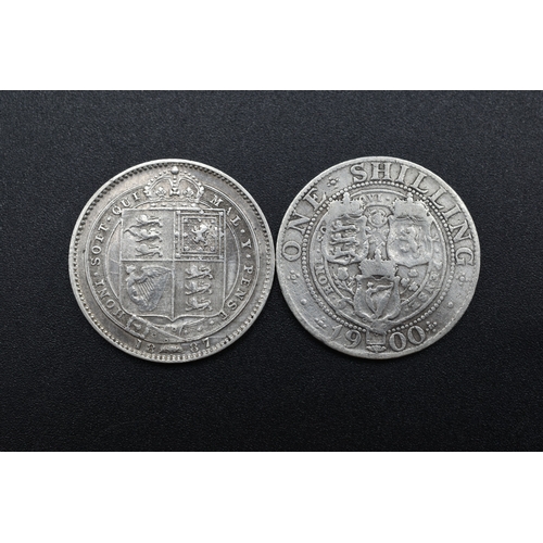 7 - Two Victoria Silver Shillings (1887 & 1900)