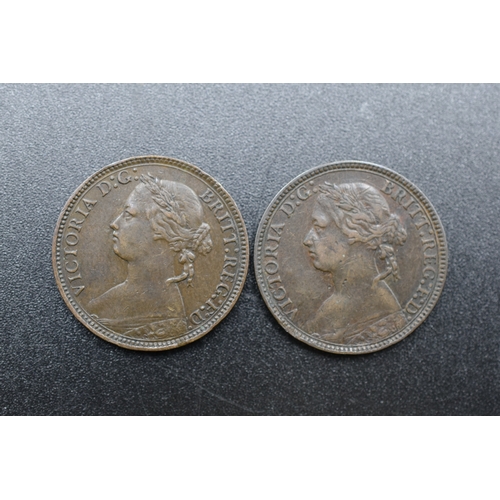 64 - Two Victoria Farthings - 1875 & 1876