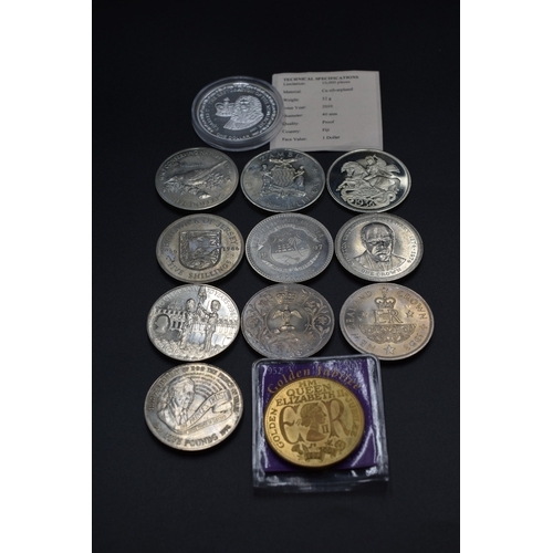 44 - Selection of Crowns to Include Silver Plated 1 Dollar