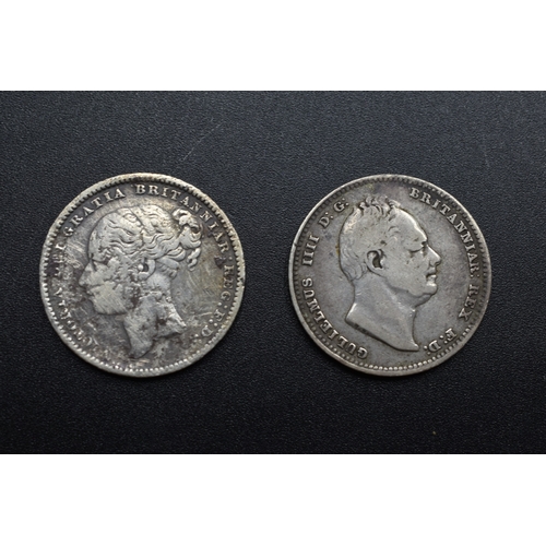 64 - Two Silver One Shillings William IV 1834 and Victoria 1883