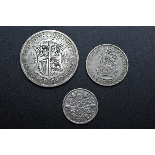 70 - Silver - George V - Half Crown, Shilling and Six Pence - 1928