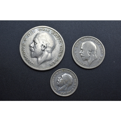 70 - Silver - George V - Half Crown, Shilling and Six Pence - 1928