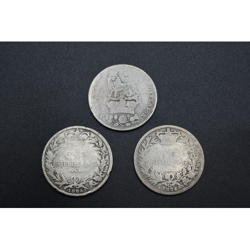 32 - Selection of Three Silver Shillings - 1823, 1874 and 1885