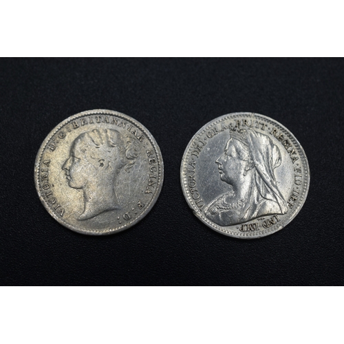 33 - Two Silver Victoria Three Pence Pieces - 1886 & 1900