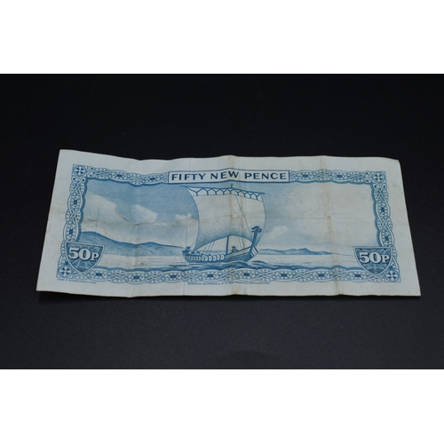 55 - Isle Of Man Government - Queen Elizabeth - Fifty New Pence Bank Note