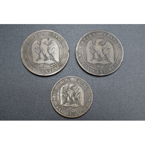 81 - French Coinage to include 10 Centimes x2 1855 & 1856 and 5 Centimes 1855