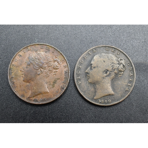 94 - Two Victoria Farthings 1842 & 1843