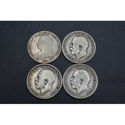 77 - Four Silver Shilling 1912, 1915, 1917 and 1893 (Possibly)