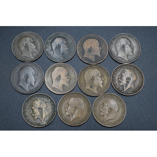 54 - Selection of Half Pennies - 1902, 1903, 1904, 1905, 1907, 1909, 1910, 1911, 1912, 1913, 1914