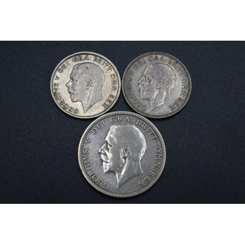 80 - Silver - George V - One Shillings x2 1916 & 1934 and George V - Half Crown 1929