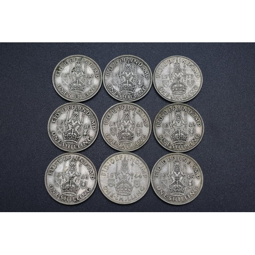 82 - Silver Scottish One Shillings - George VI - 1937 - 1945