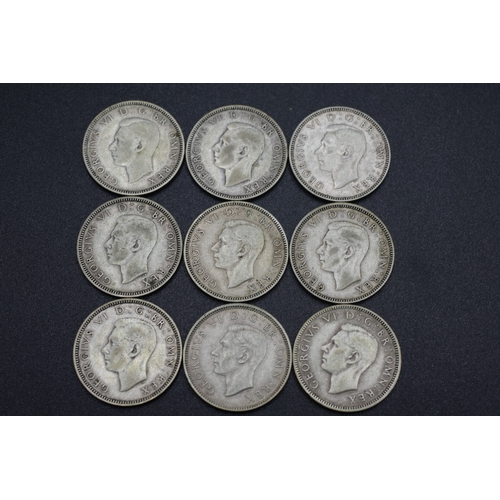 82 - Silver Scottish One Shillings - George VI - 1937 - 1945