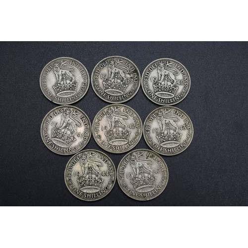 84 - Selection of George VI Silver One Shillings - 1936, 1937, 1940, 1941, 1942, 1943, 1944 and 1945