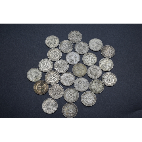 15 - Selection of Silver Three Pence Pieces Various Dates