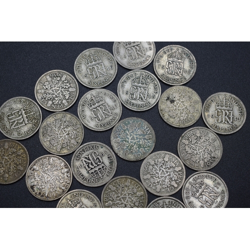 16 - Selection of Silver Six Pence Pieces