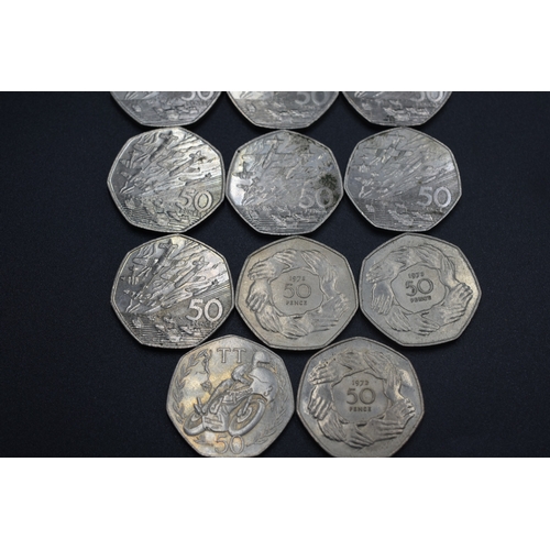 22 - Selection of Old Fifty Pence Pieces