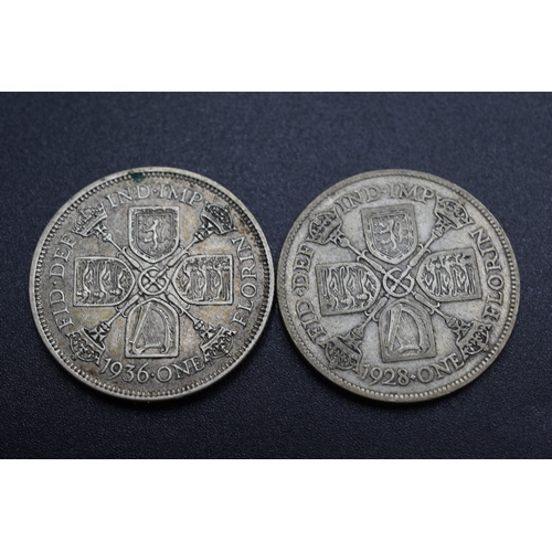 28 - Silver George V Florins 1928 & 1936