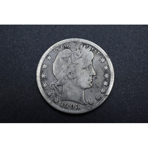 1 - USA Silver 1903 Barber Qtr. Dollar