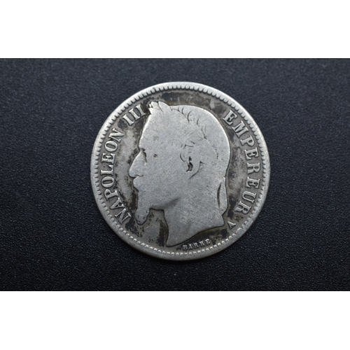 2 - Napoleon III Silver 1866 One Franc Coin