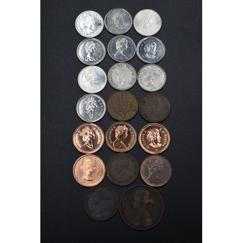 40 - Selection of Canadian Ten Cents & Cents Various Dates to include Silver