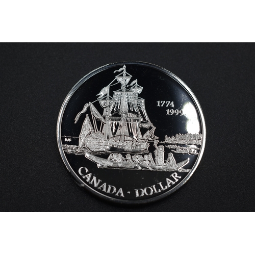 44 - Silver - 1 Dollar - Elizabeth II Juan Perez Expedition - 1999