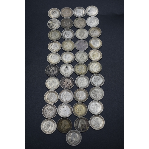 47 - Selection of Silver Three Pence Pieces Various Dates