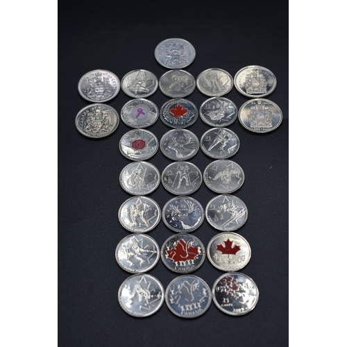 41 - Selection of Canadian Elizabeth II Twenty Five Cents & Fifty Cents Various Dates