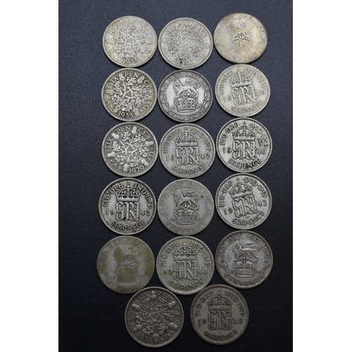 50 - Selection of Silver Six Pence Pieces