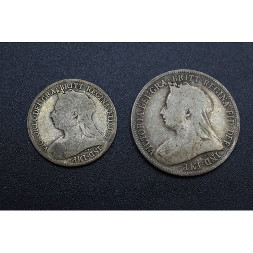 41 - Silver - Victoria - Six Pence 1896 and One Shilling 1900