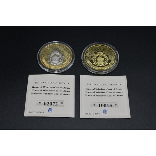 45 - House of Windsor - Coat of Arms One Crown x2 - Gold Plated and Gold Plated with Spot Platinum - 2017... 