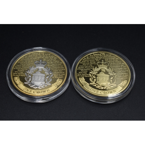 45 - House of Windsor - Coat of Arms One Crown x2 - Gold Plated and Gold Plated with Spot Platinum - 2017... 