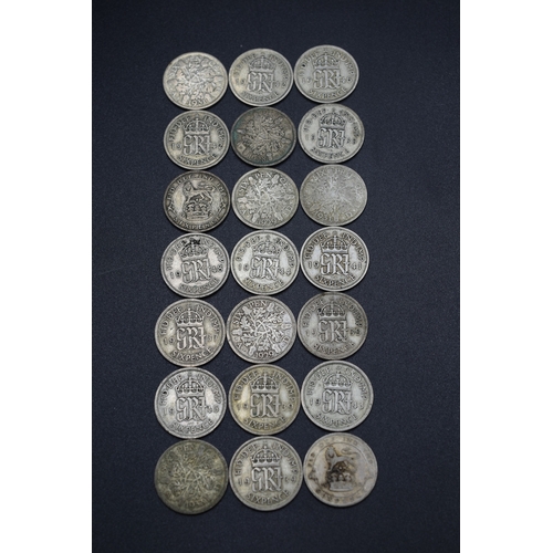 52 - Selection of Silver Six Pence Pieces Various Date