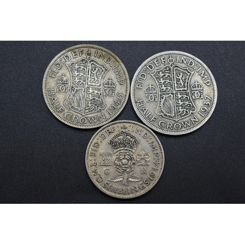 53 - Silver - George VI Two Half Crowns 1937 & 1946 and Two Shillings 1944