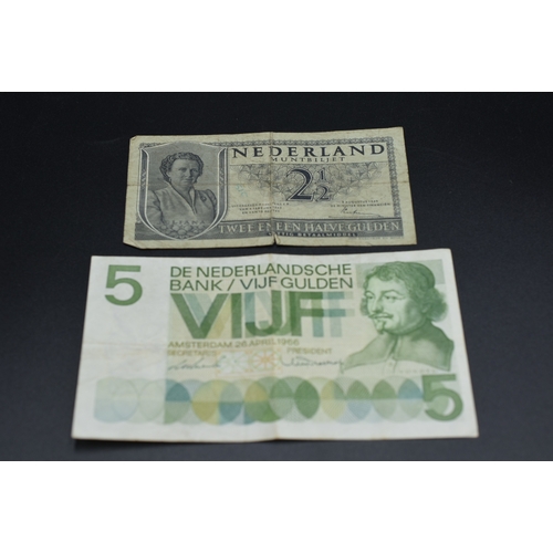 16 - Two Netherlands Bank Notes (1949 two & half Gulden and a 1956 Five Gulden