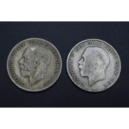 19 - Silver - George V - Half Crown - 1920 & 1929