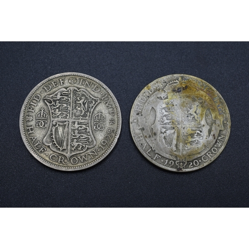 19 - Silver - George V - Half Crown - 1920 & 1929