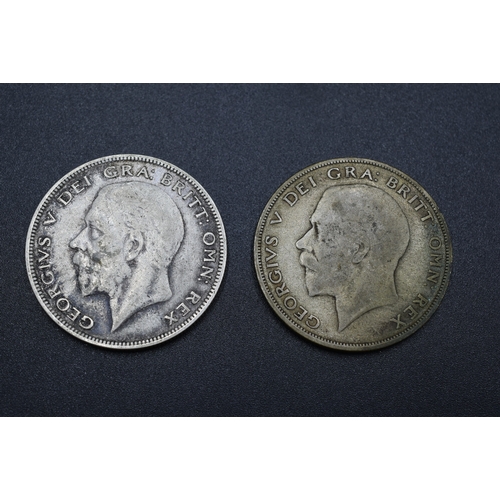 21 - Silver - George V - Half Crown - 1921 & 1936