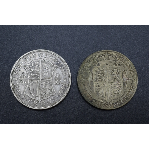 21 - Silver - George V - Half Crown - 1921 & 1936