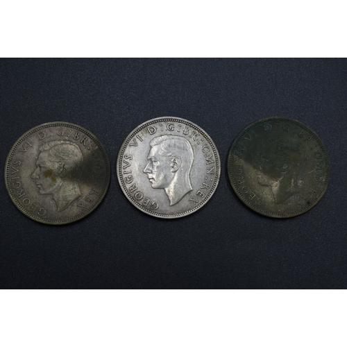 26 - Silver - George VI - Half Crown - 1938 & 1939 & 1945