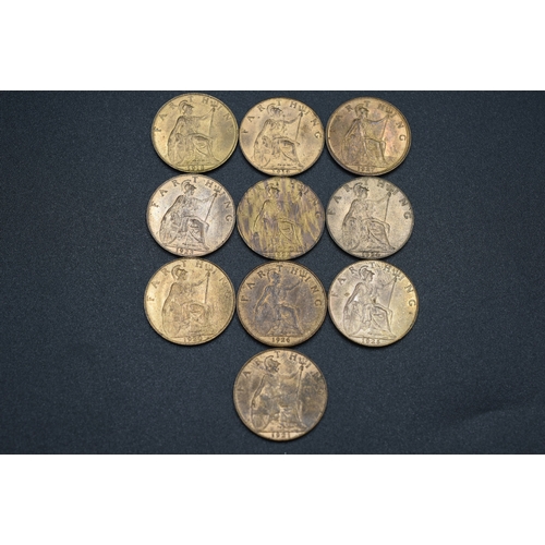 33 - Date Run Of George V Farthings 1918 - 1927