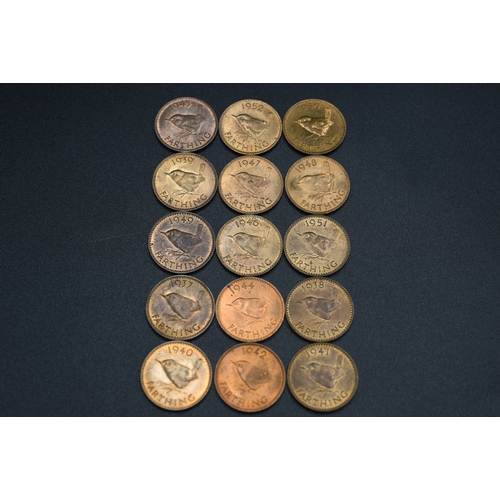 35 - Selection of George VI Farthings 1937 - 1952 (1945 Missing)