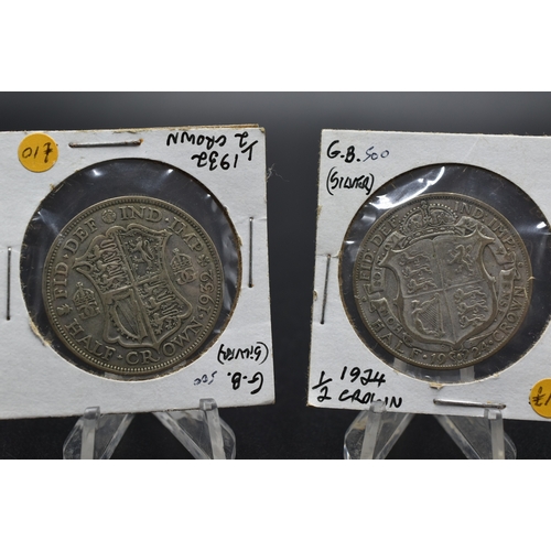 58 - Silver - George V - Half Crown - 1924 & 1932