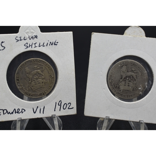 62 - Silver - Edward VII - One Shilling - 1906 & 1902