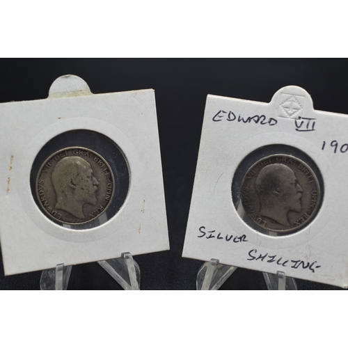 62 - Silver - Edward VII - One Shilling - 1906 & 1902